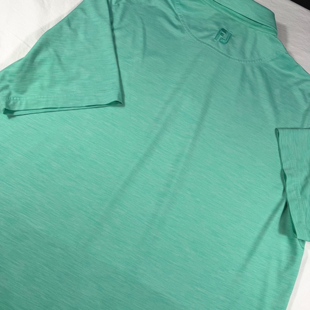 FootJoy Golf Polo Mens M Green Heathered Short Sleeve Performance EUC - Picture 8 of 9